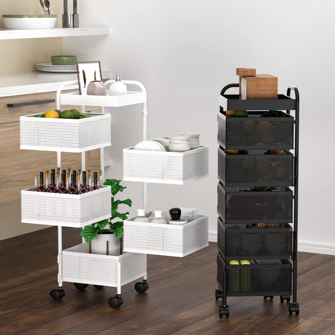 収納ラック 5段キャスター付き天板付き 回転 小物入れ Amazon｜キッチンワゴン 収納カート キャスター付き 5段 天板付き 回転