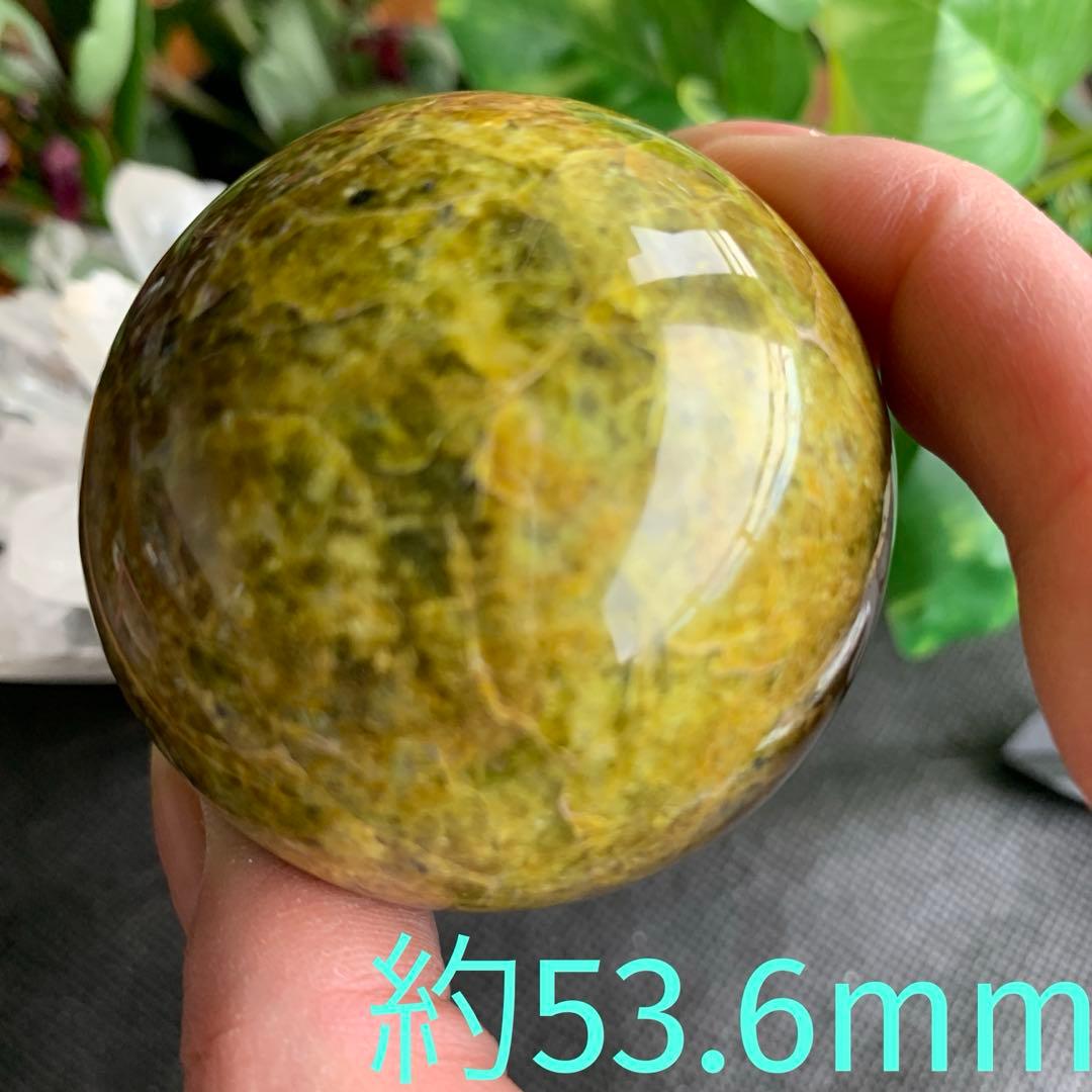 オーストラリア産グリーンオパールスフィア約53.6mm 天然石置物 丸玉