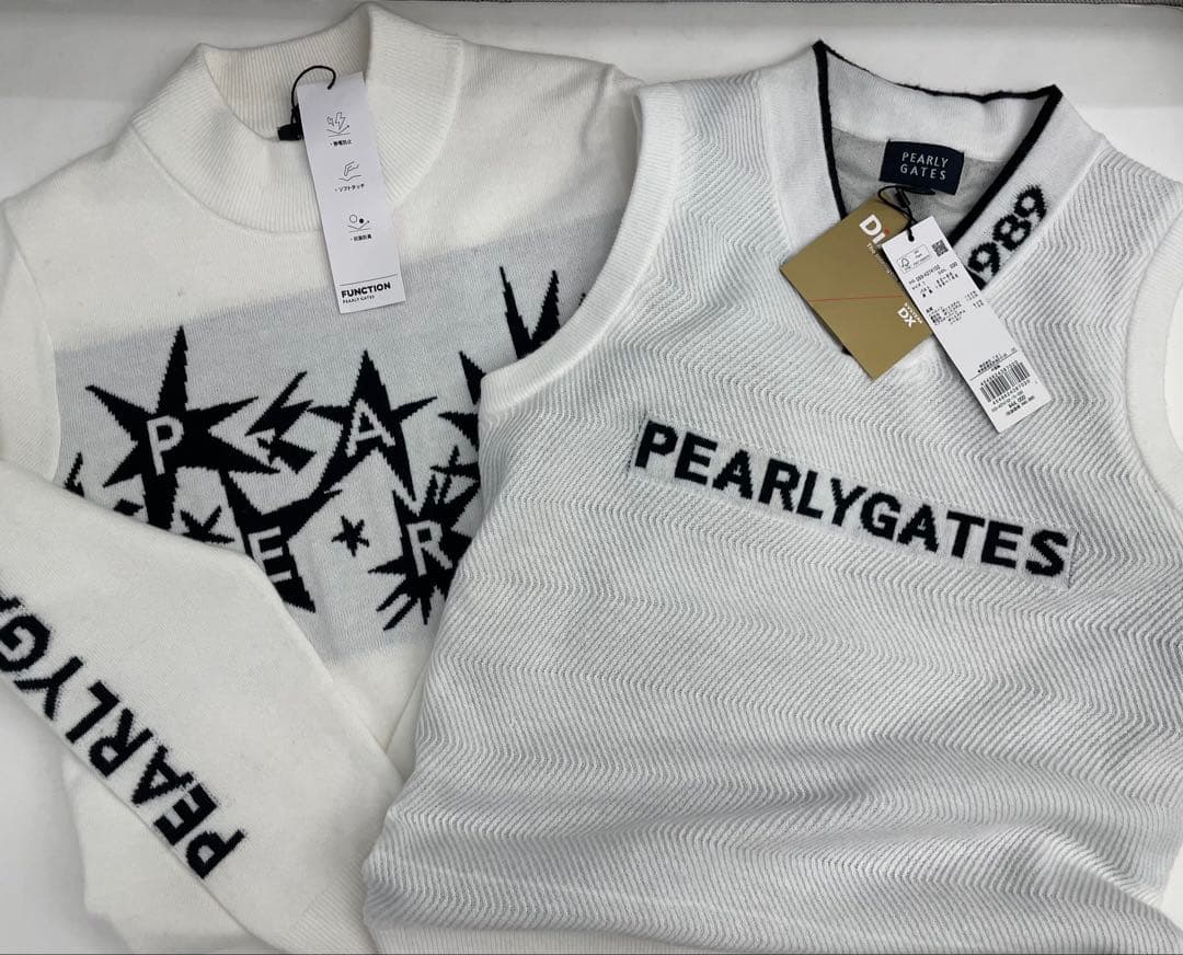 PEARLY GATES ホワイト セーター 1 PEARLY GATES ホワイト クルーネック セーター サイズ1 - メルカリ