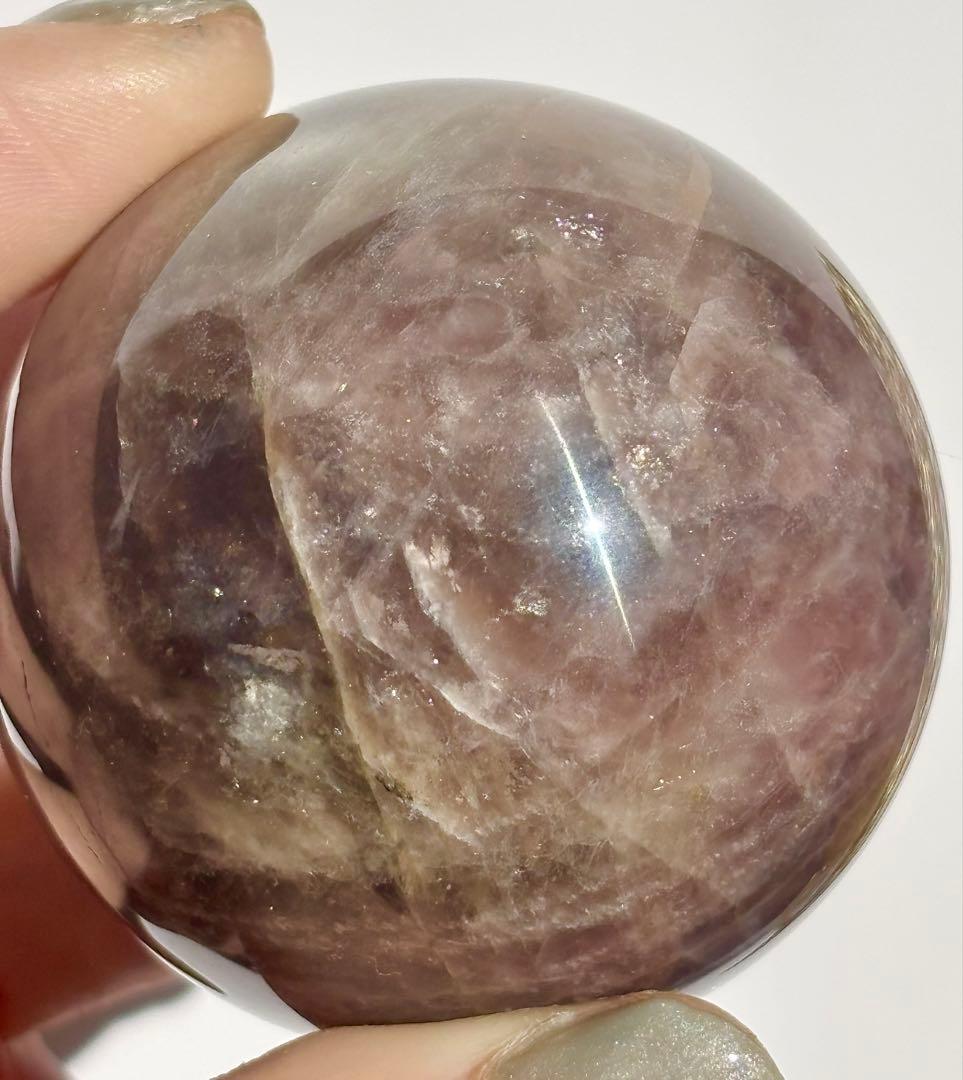 《スター確認》パープルローズクォーツ スフィア シルキー光沢 丸玉