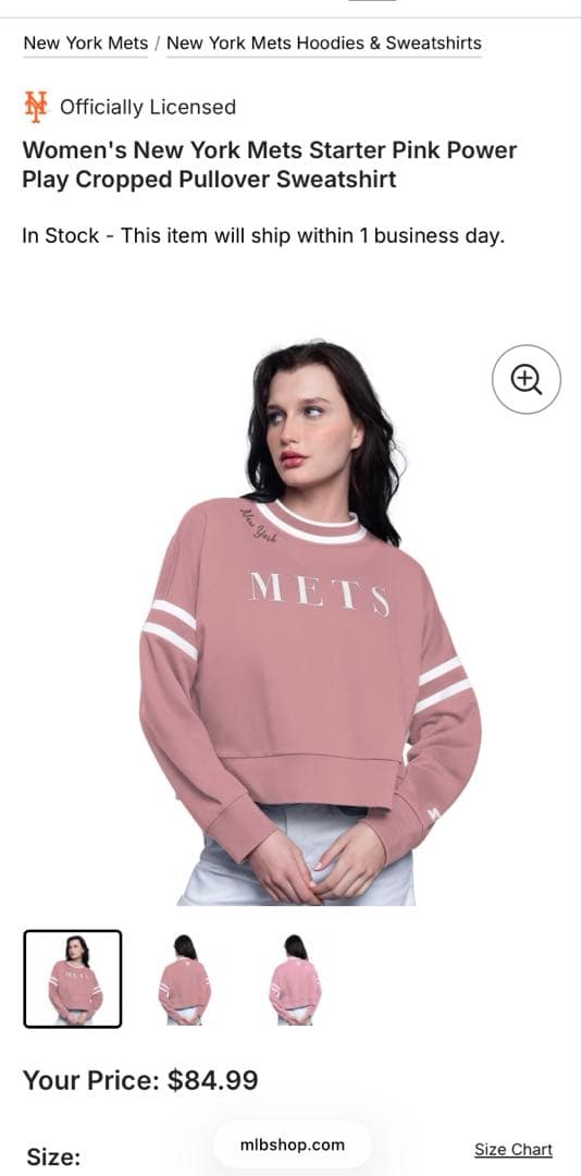 【未開封】MLB公式 ニューヨーク・メッツ レディース クロップドスウェット New York Mets Quarter Zip with Baseball Stitch – Terez.com