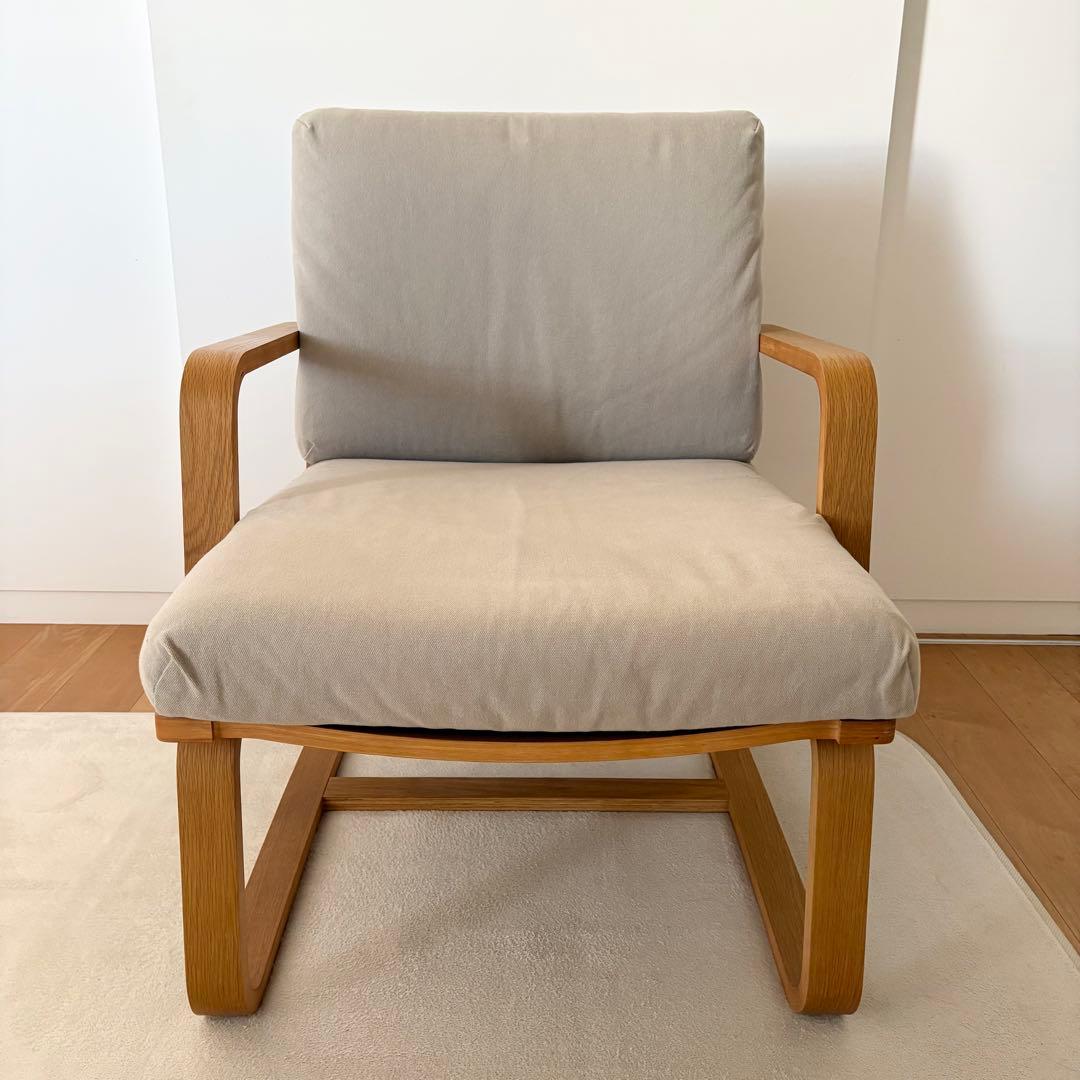 【美品】無印良品リビングでもダイニングでもつかえるソファチェア・オーク材 LOHACO - 無印良品 リビングでもダイニングでもつかえるソファチェア