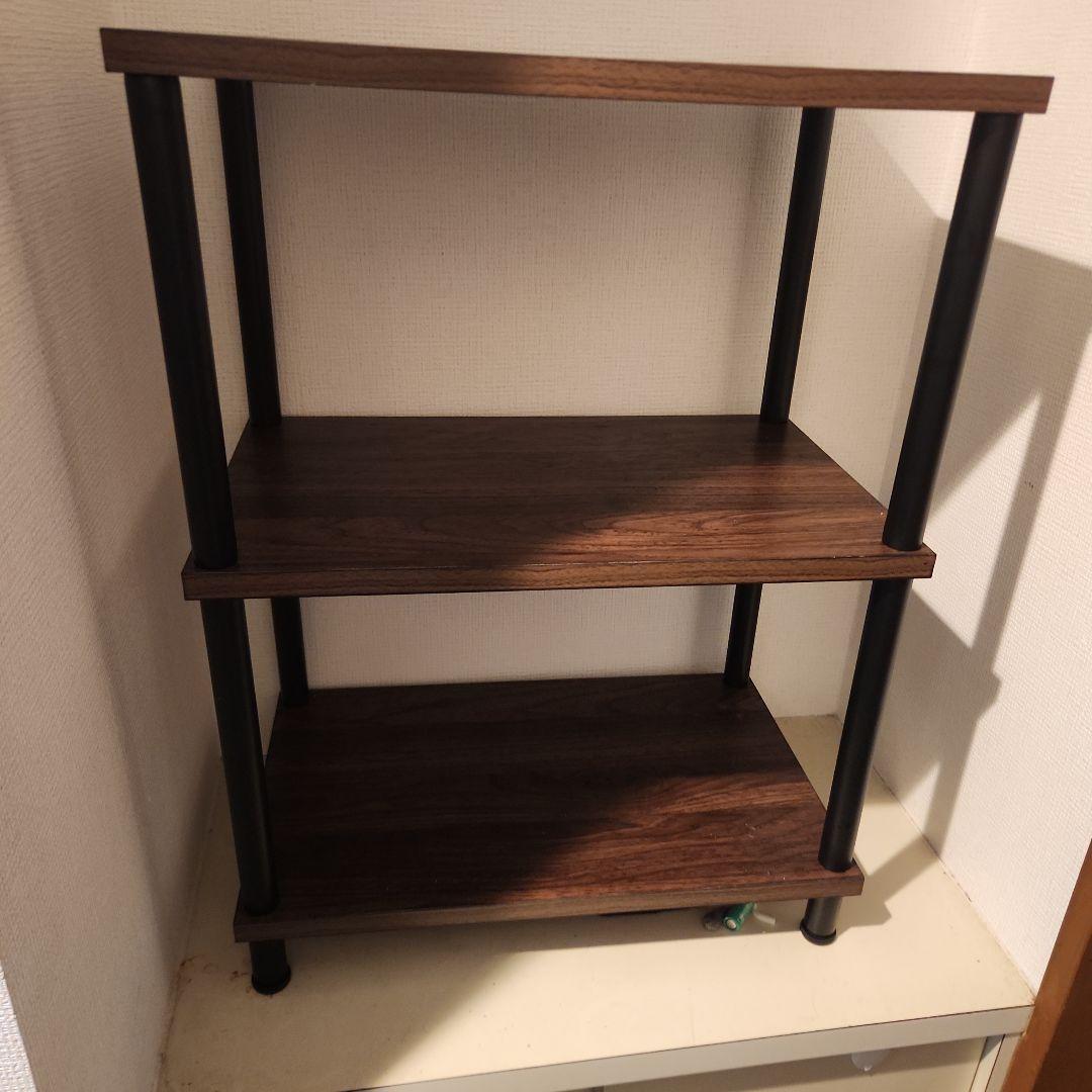 ダークブラウン 3段木製ラック - メルカリ