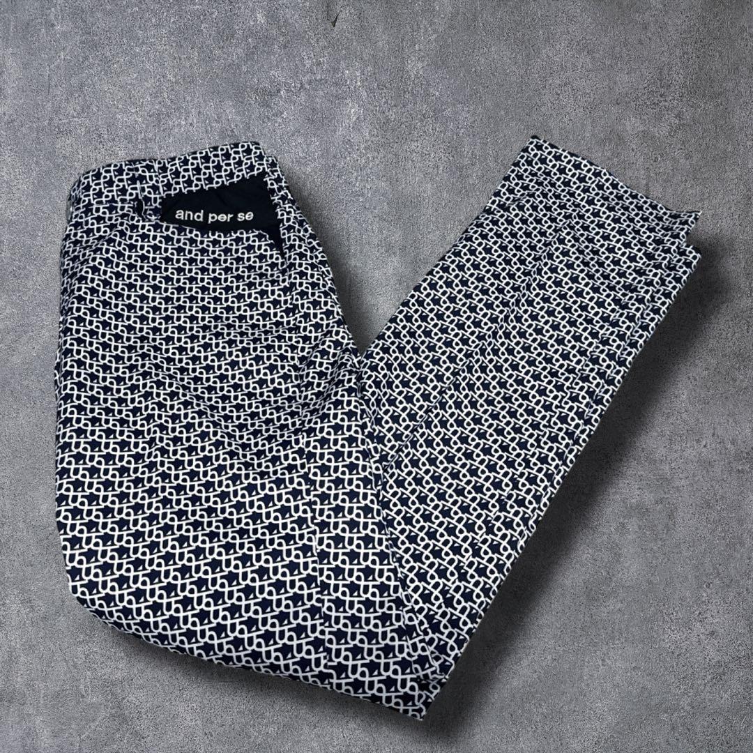 and per se アンパスィ 総柄 ゴルフ パンツ メンズ 79 ネイビー - メルカリ