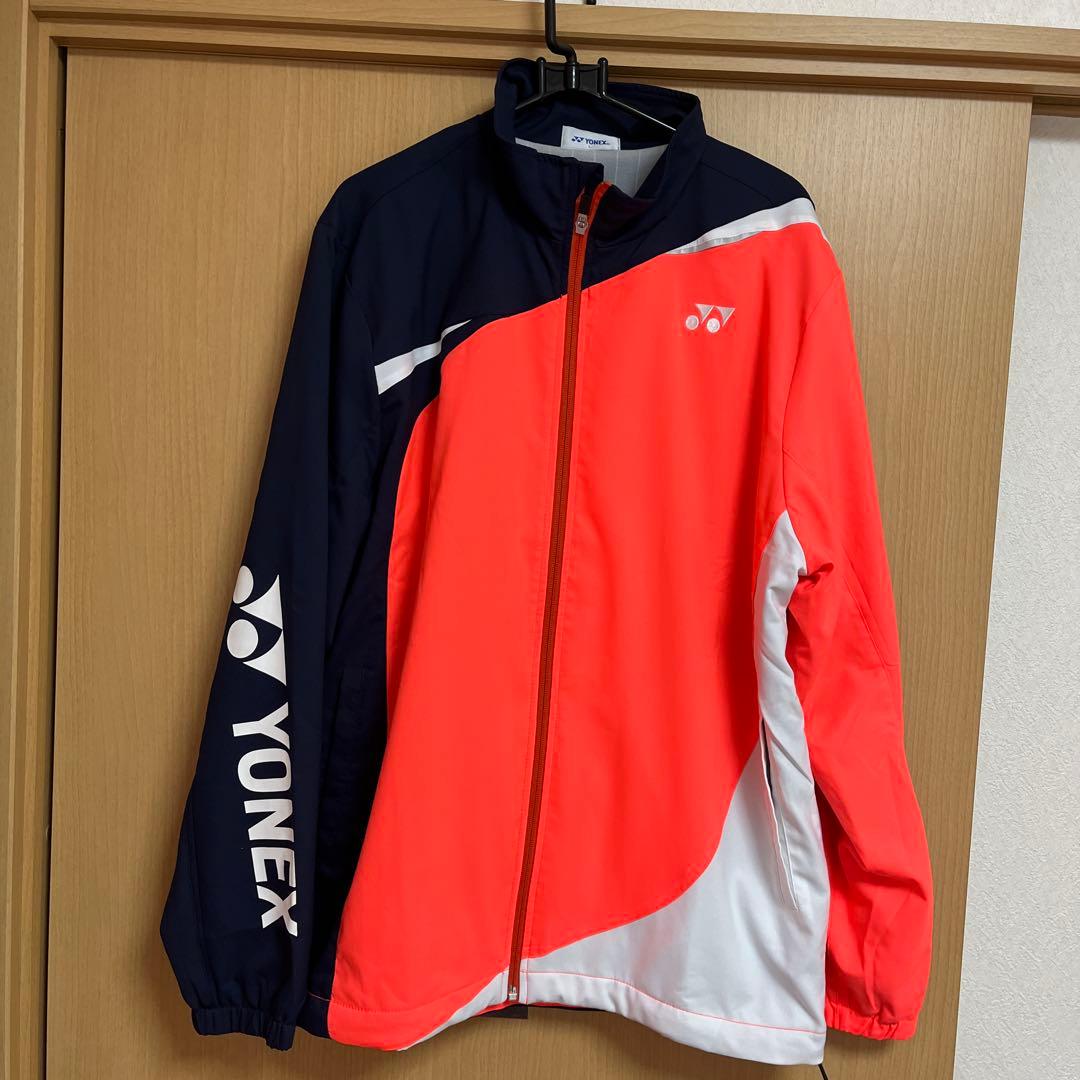 YONEX ウォームアップジャケット Lサイズ オレンジ/ネイビー - メルカリ