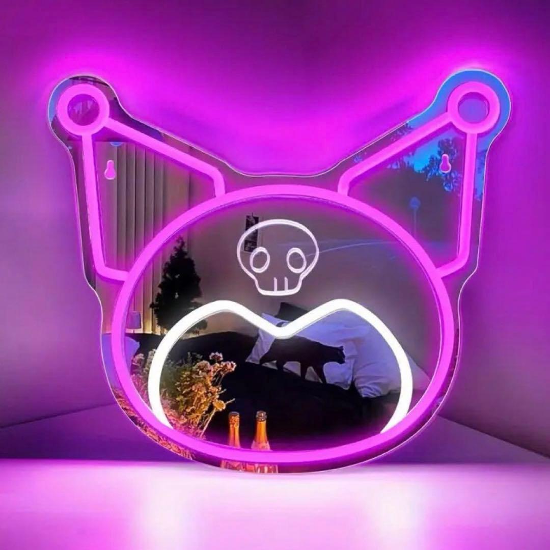 【送料無料！】クロミ　ネオンライト　ミラー　LED 壁掛け鏡　USB給電　新品 m13823437004_1.jpg?1753767129