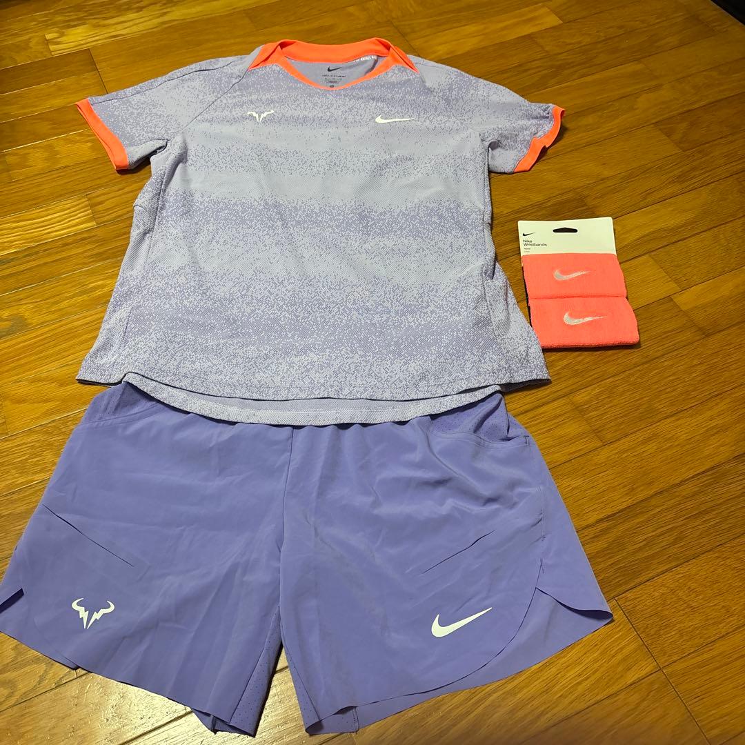 Nike ラファエル・ナダル 2024Tシャツ＆ショーツ、リストバンド セット