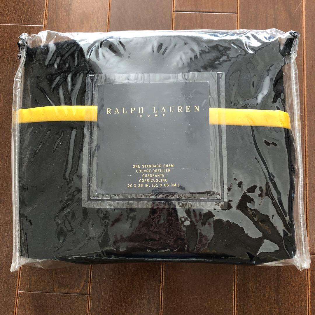 ビンテージ　米国製　ラルフローレン　ウール×羊革　ピローシャム　クッションカバー Cochineal Red ラルフローレン クッションカバー ネイビー レッド 50