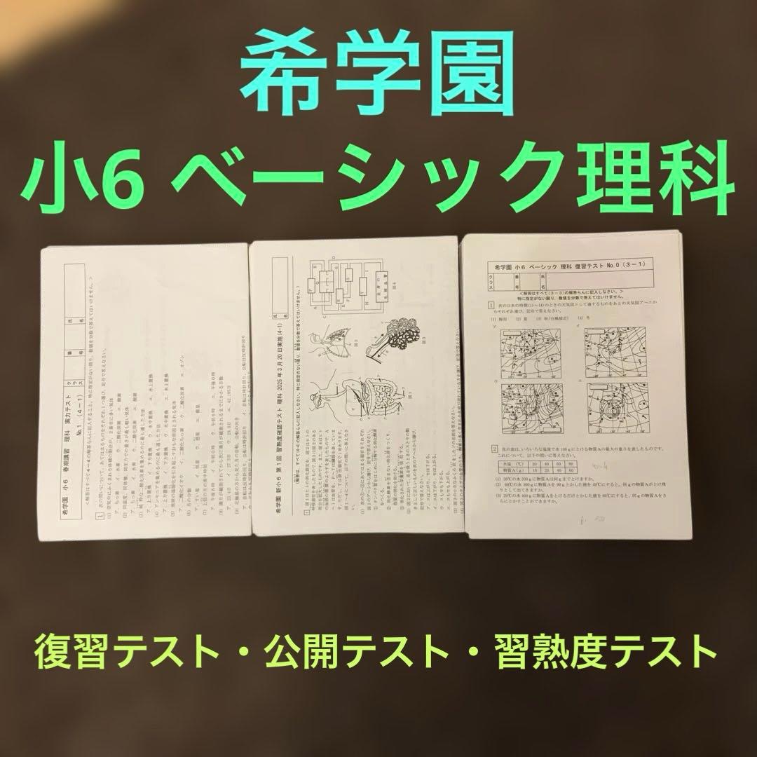 希学園　小6 ベーシック理科　復習テスト・公開テスト・習熟度テスト 2026年最新】希学園 復習テストの人気アイテム - メルカリ