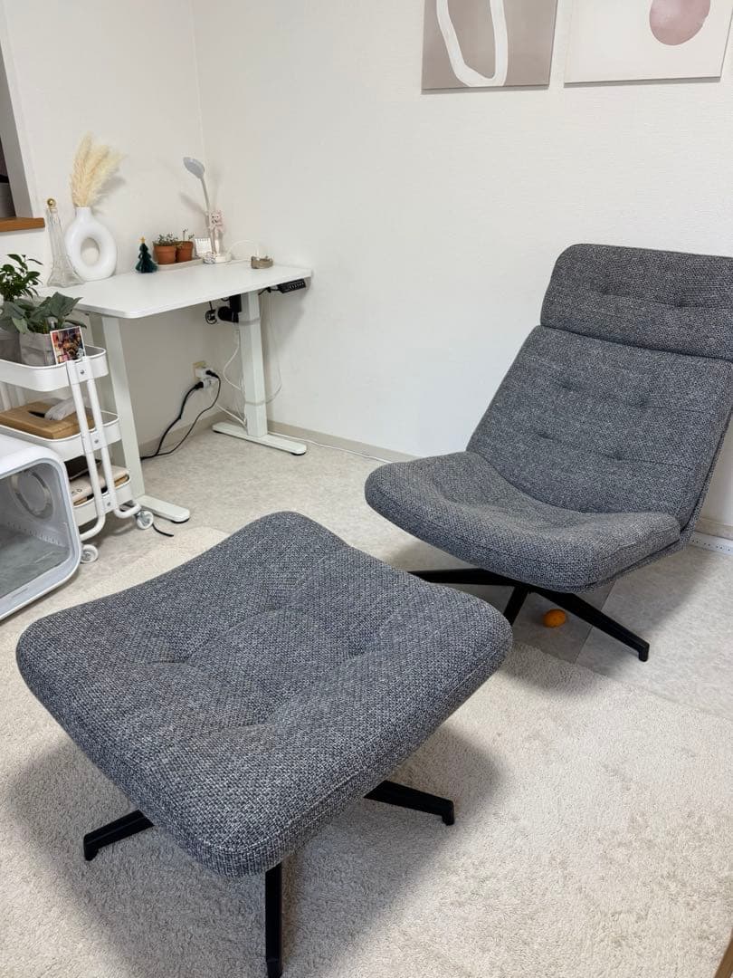 IKEAの回転イージーチェア「HAVBERG（ハーヴベリ）」とオットマンのセット HAVBERG ハーヴベリ 回転イージーチェア, グラン/ボームスタード