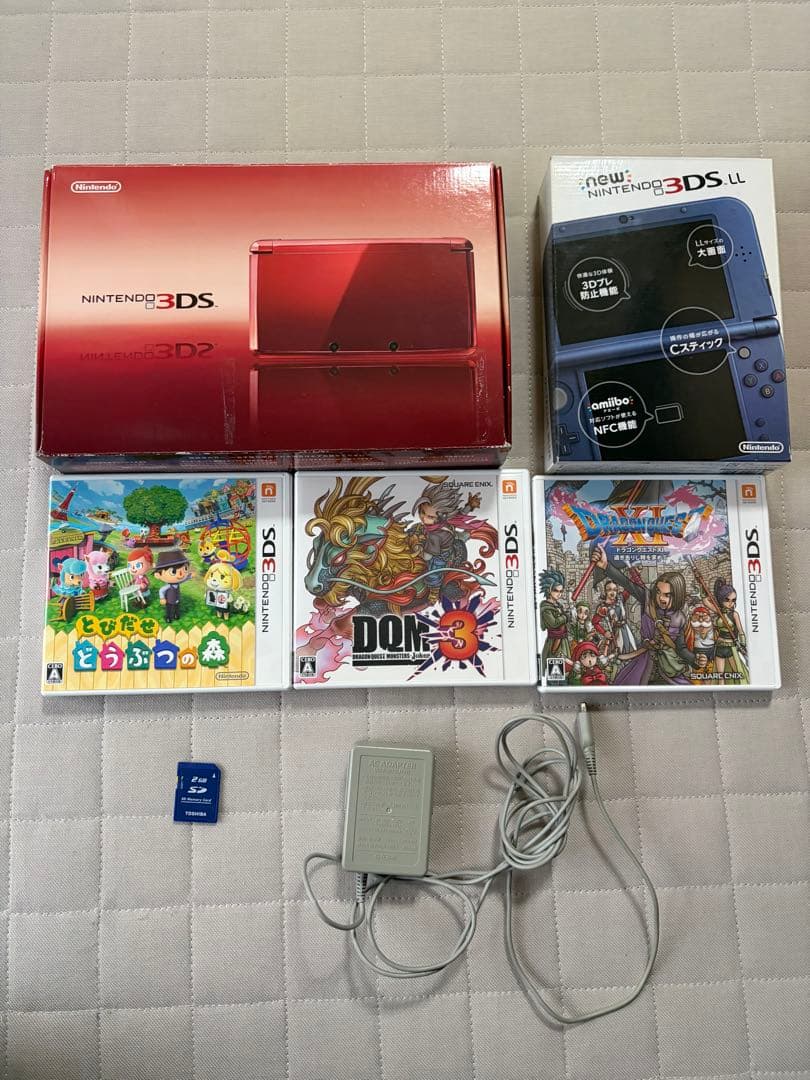 newニンテンドー3DSLL本体、3DS本体、純正充電器、カセット付き - メルカリ