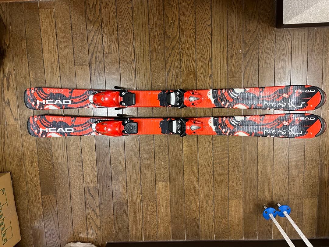 HEAD スキー板 赤色 117センチ ストック•ブーツ付 - メルカリ
