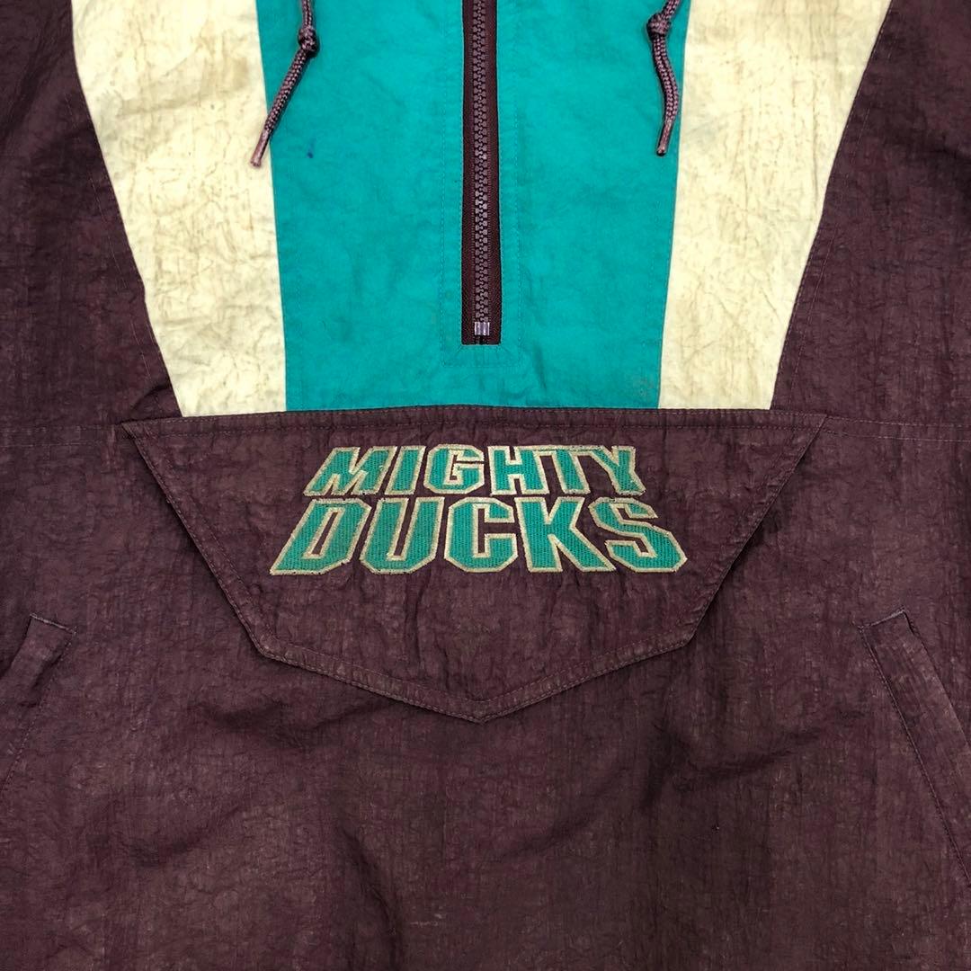 NHL マイティダックス 総刺繍ロゴ ハーフジップ 中綿入り ナイロン