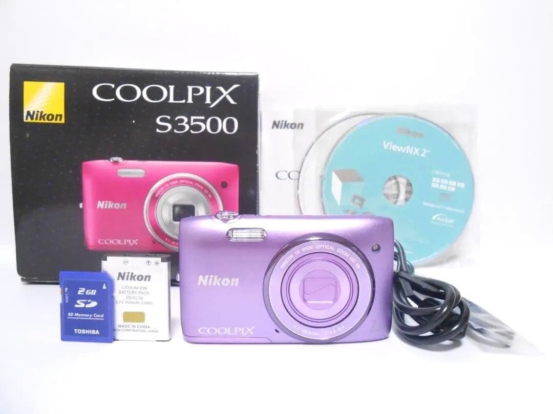 お値下げ歓迎・極美品】 Nikon COOLPIX S3500 パープル - メルカリ