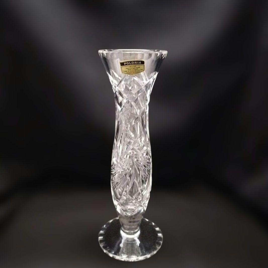 クリスタルガラス 一輪挿し フラワーベース 約23cm 花瓶 ポロニア