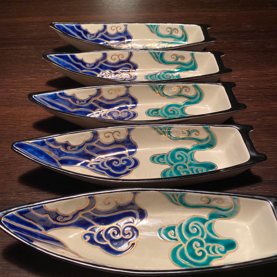 京焼向付 仁清流水舟形向付5客 新品未使用 京焼 - メルカリ