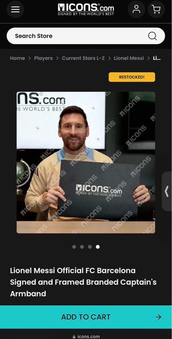 リオネル・メッシ（FCバルセロナ）サイン入りキャプテンマーク（アーム