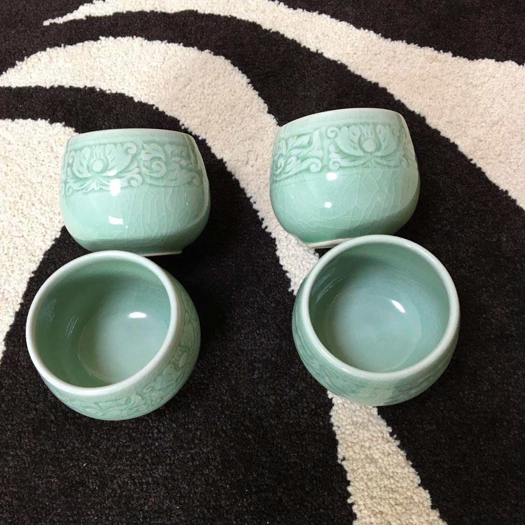 ☆セラドン焼き☆バーンセラドンBAAN CELADON タイ青磁 湯呑みセット