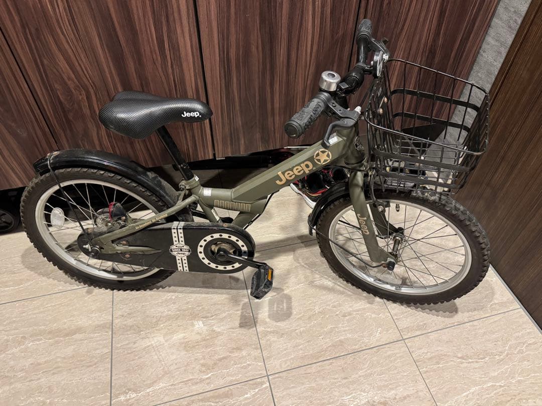 Jeep 子供用自転車 オリーブグリーン 18インチ カゴ付き 引き取り可能M*i様