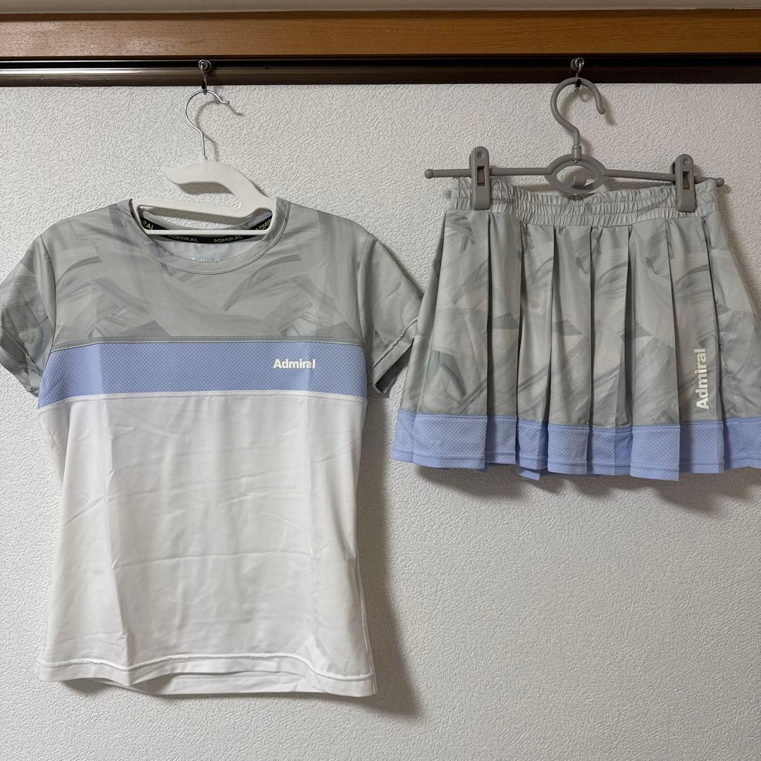 Admiral テニスウェア Mサイズ ホワイト/グレー/ブルー アドミラル(Admiral) テニスウェア Tシャツ 半袖 メインブロック