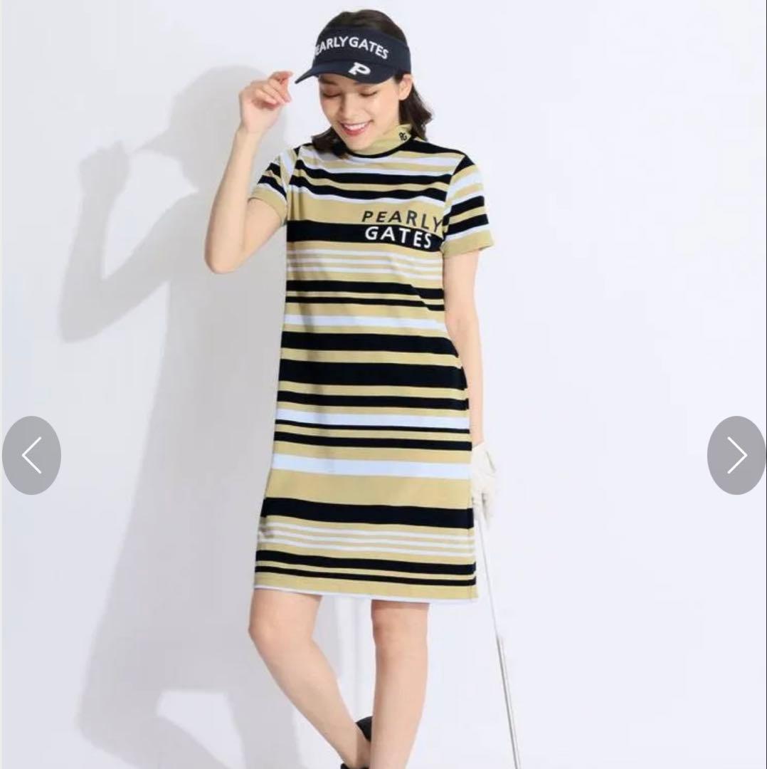 PEARLY GATES ストライプ ポロワンピース PEARLY PEARLY GATES