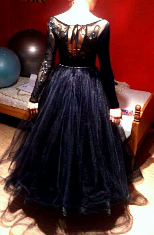 社交ダンス ナディアドレス 黒 ベルベット 社交ダンス ナディアドレス