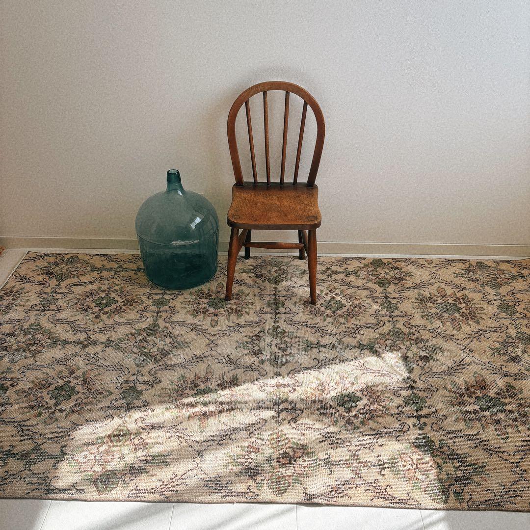 トルコ ヴィンテージラグ フローラル グリーン - メルカリ