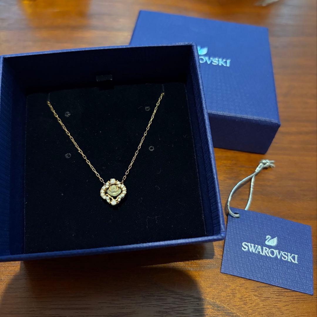 スワロフスキー クローバーネックレス ローズゴールド スワロフスキー