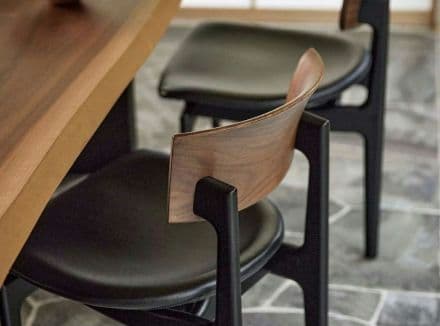 1脚分☆柏木工 CHIC シック サイドチェア ダイニングチェア 革張り黒