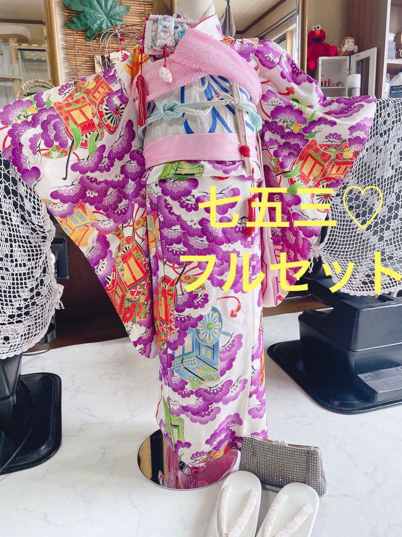 七五三5〜7歳様　松の葉御所車柄　四つ身 七五三5〜7歳様 松の葉御所車柄 四つ身 - メルカリ