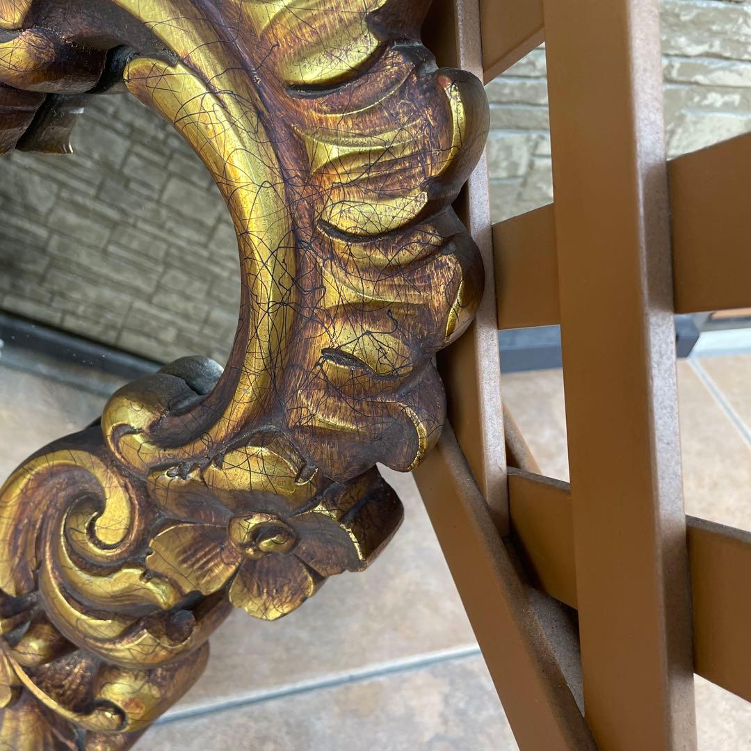 フランス製 フレンチミラー アンティーク風 ミラー 壁掛け鏡 金花柄