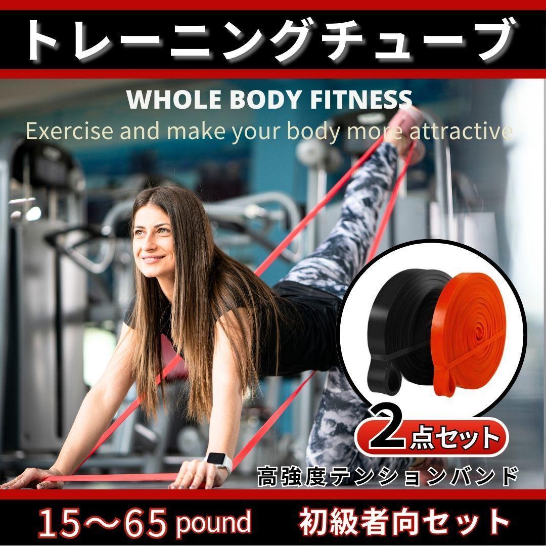 2点セット】フィットネスバンド トレーニングチューブ 筋トレ 初心者