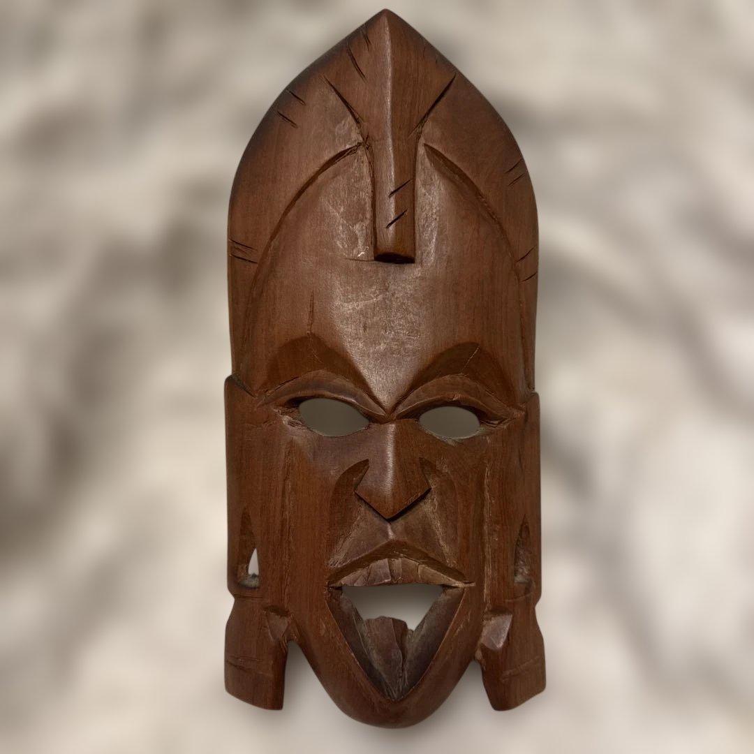 木彫り アフリカ 仮面 壁掛け 民芸品 魔除け 厄除け インテリア - メルカリ