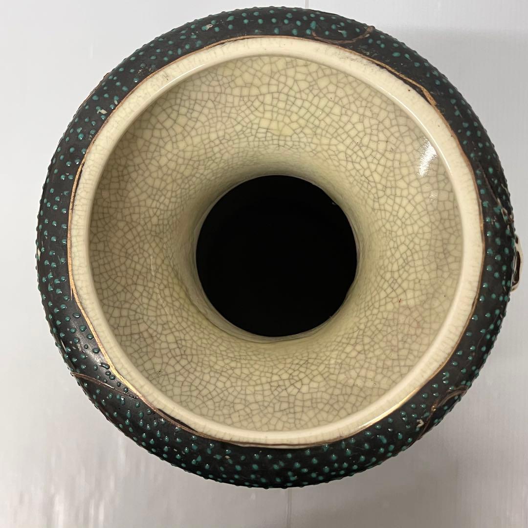 薩摩焼】耳付 花瓶 壺 金彩 色絵 置物 コレクション 中国古美術 - メルカリ