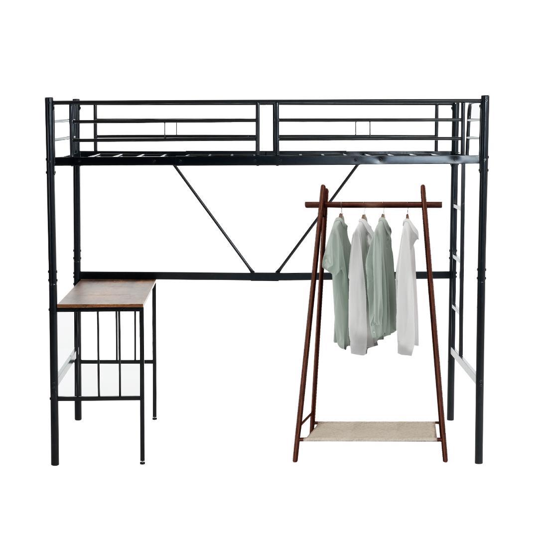 ブラックロフトベッド パイプベッドシングル 木子供部屋スチール 耐震