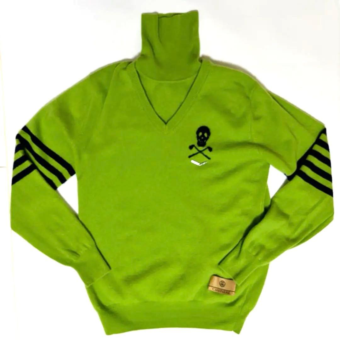 マークアンドロナ カシミヤ100％ タートルネックニット グリーン 46 ゴルフ 23区 【一部先行予約】カシミヤブレンド ハイネック ニット （グリーン