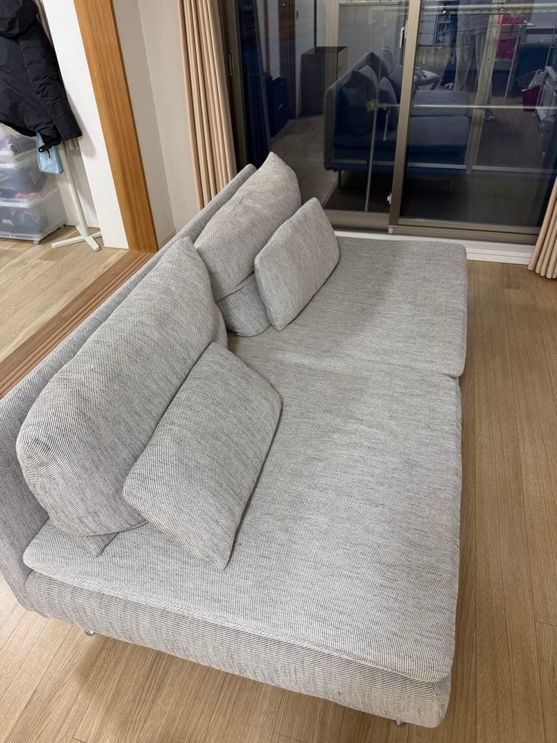 引き取り】IKEAソーデルハムントルネードグレーソファ3人掛幅186