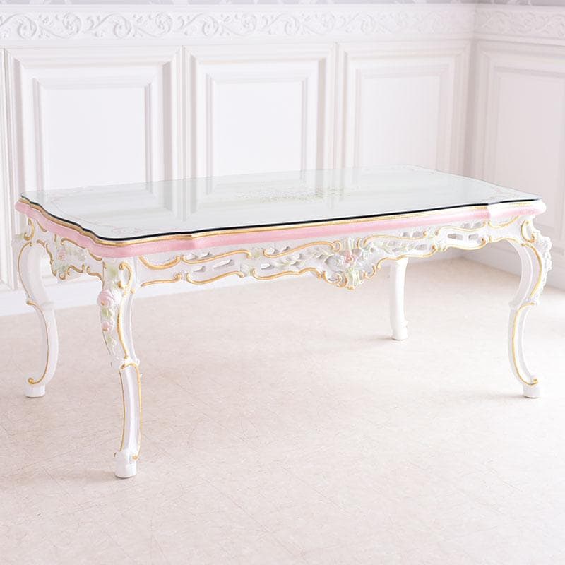 ロココ調 ガラス天板付きテーブル 120 ロココ調 ガラスセンターテーブル 幅120cm｜おしゃれな家具通販【輸入