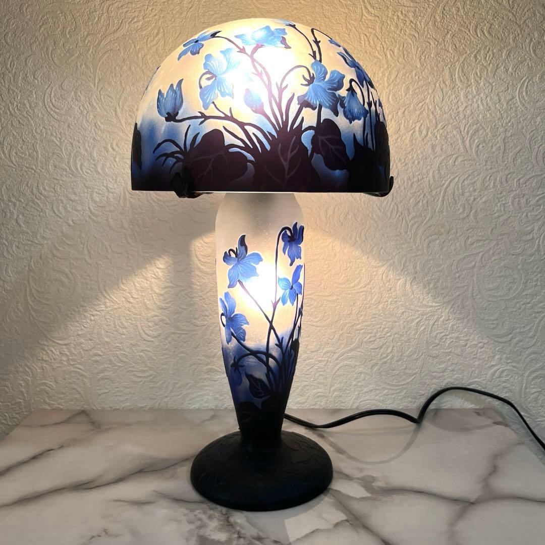 アールヌーボー ガラス2灯ランプ エミール・ガレ風 スミレの花 - メルカリ