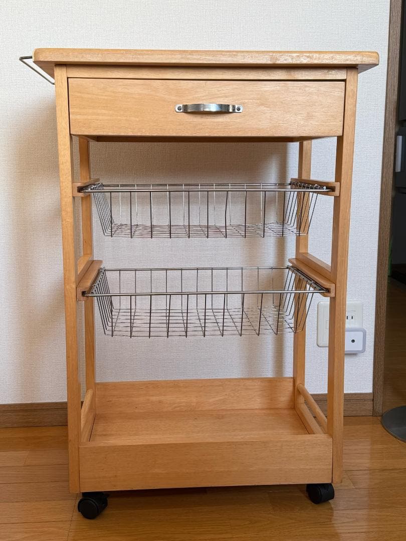 キャスター付きキッチンワゴン 楽天市場】天然木フラップ式キッチン収納ワゴン キッチンワゴン