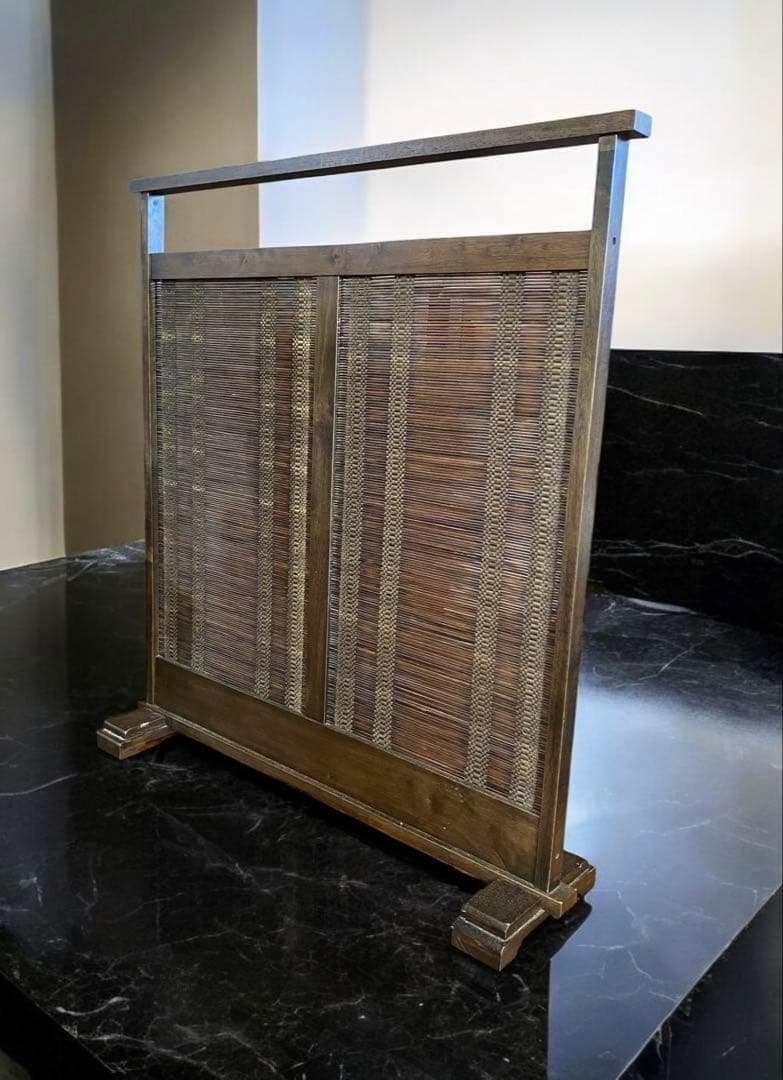 アンティーク☆和家具 葦簀の衝立 茶道具 よしずのついたて パーテーション