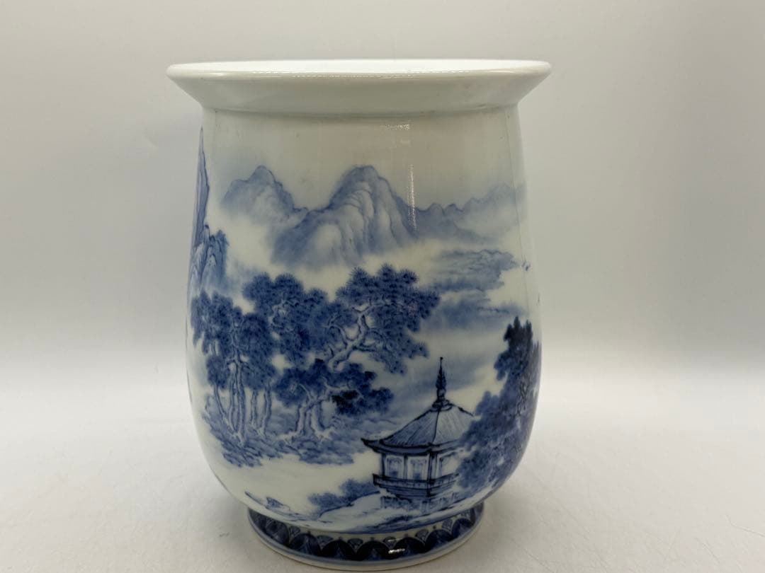 オールド深川　染付花器　山水楼閣紋　送料込み260121 オールド深川 染付花器 山水楼閣紋 送料込み260121 - メルカリ