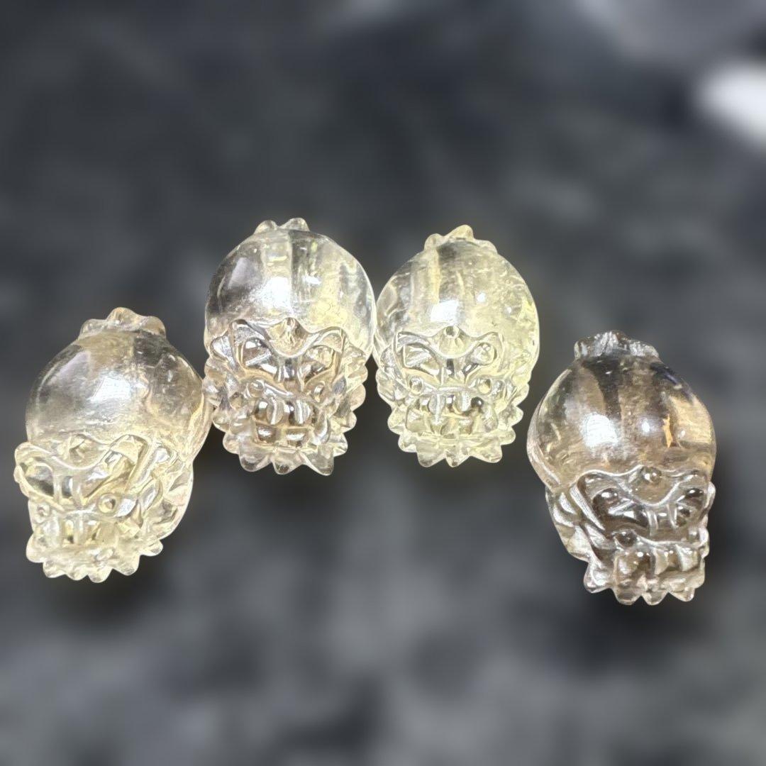 【高品質】透明　スモーキークォーツ　龍亀　ロングイセット 高品質 スモーキーシトリン ゼウスクォーツ 龍亀 ロングイ 財運 彫刻