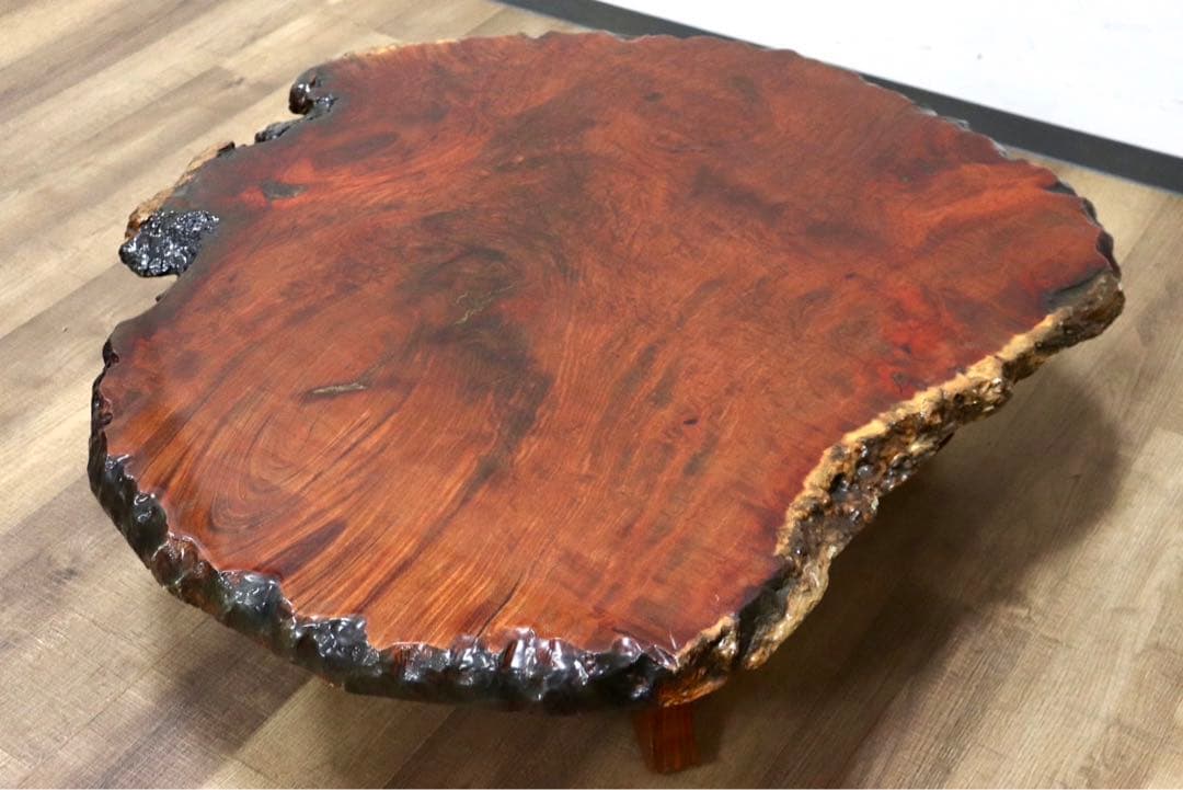 GMGT180○最高級 花梨材 輪切り 座卓 ローテーブル 座敷机 一枚板 玉杢