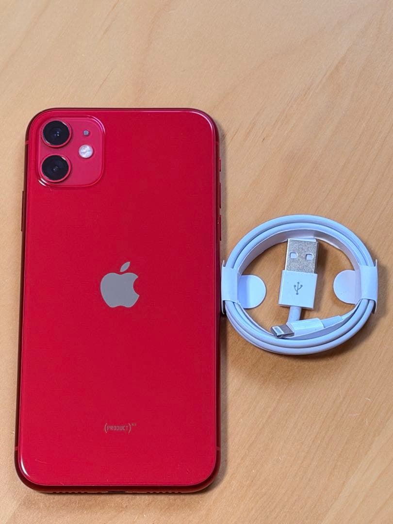 iPhone 11 レッド 128GB バッテリー100% SIMフリー - メルカリ