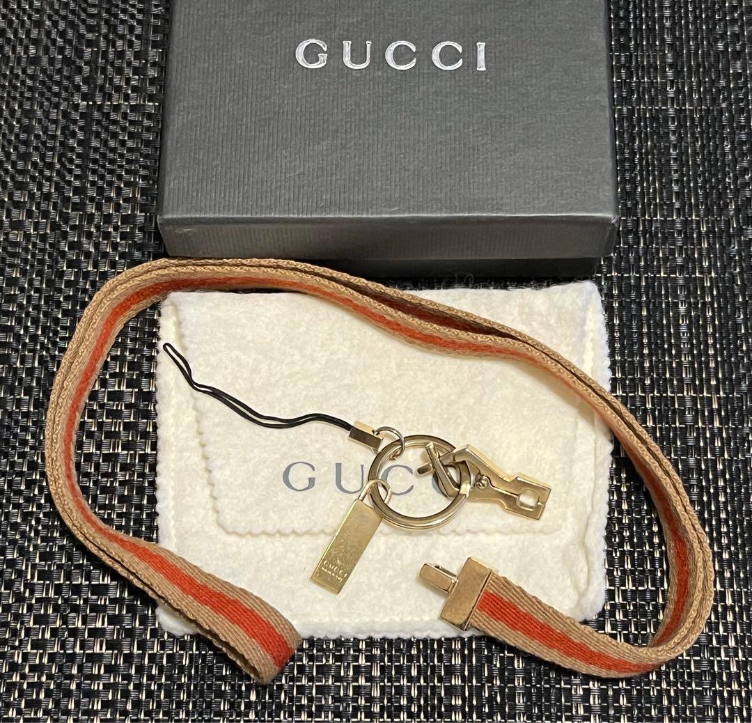 GUCCI グッチ ネックストラップ アクセサリー スマホ 中古品 レア 稀少 中古・古着通販】GUCCI (グッチ) シェリーライン ネックストラップ