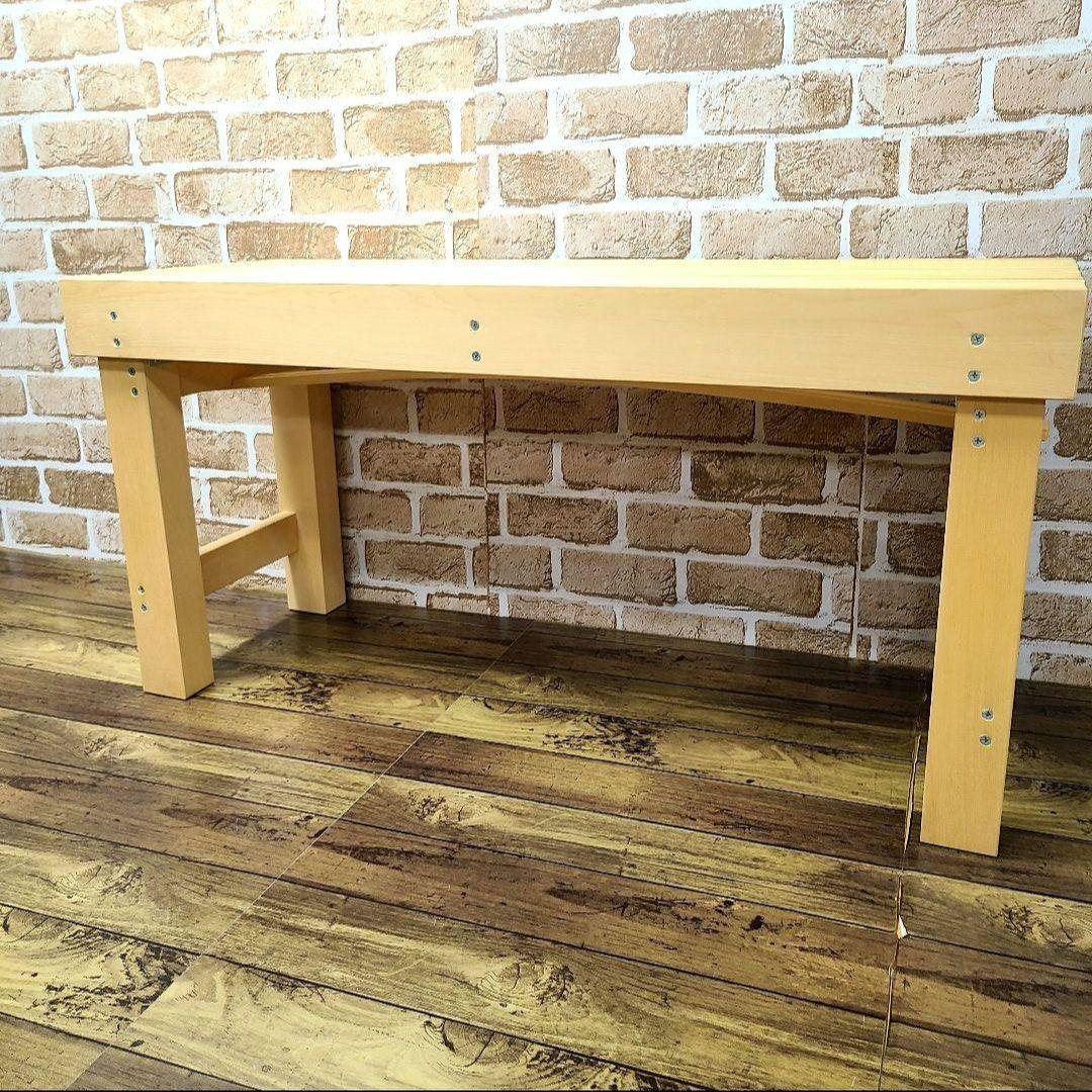 No14164【白木】縁台、えんだい、腰掛け、木製 ベンチ【脚折りたたみ式