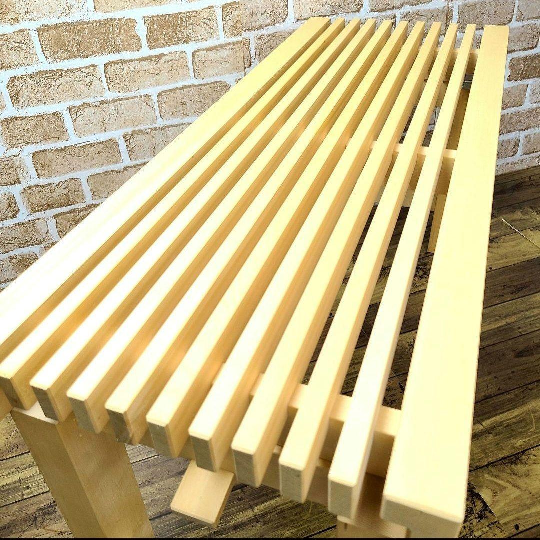 No14164【白木】縁台、えんだい、腰掛け、木製 ベンチ【脚折りたたみ式