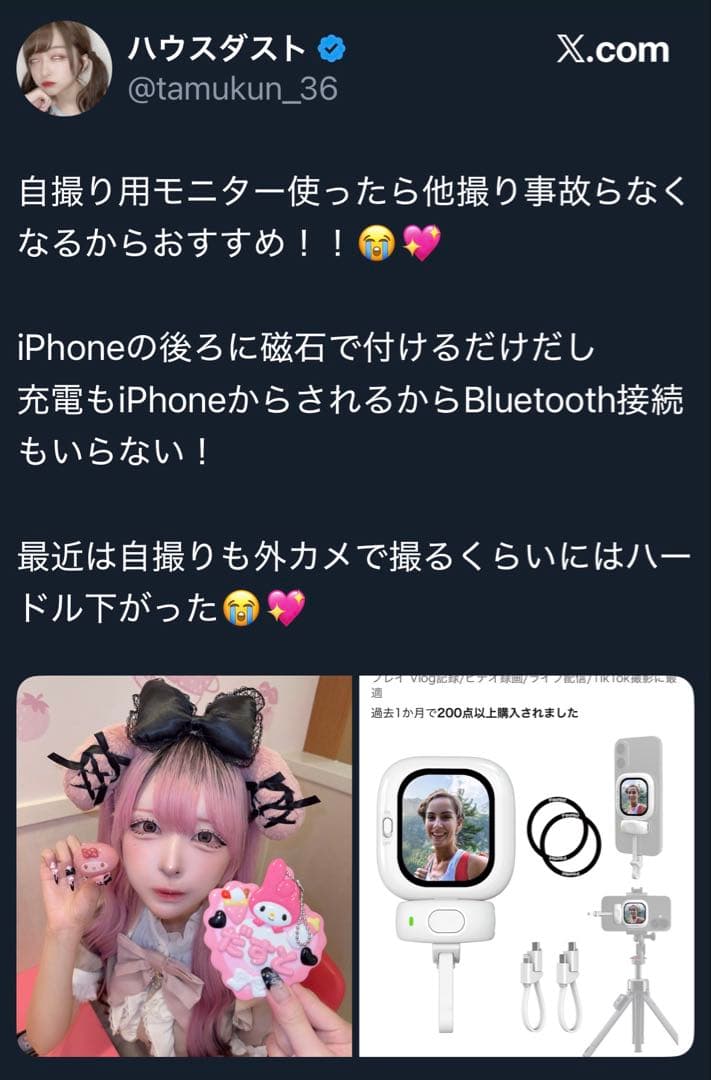 ハウスダストちゃんおすすめ！自撮りモニター founist【超美品】