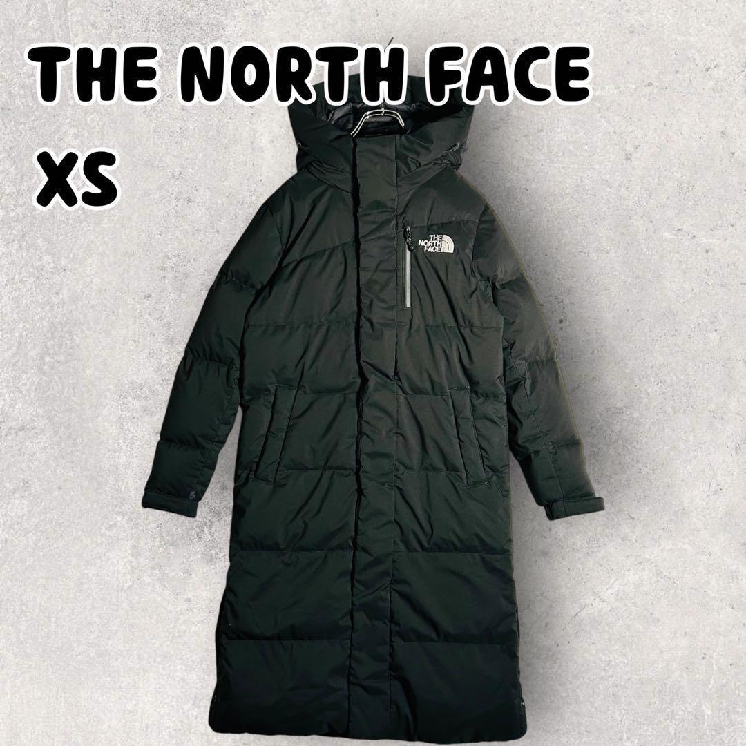 ノースフェイス ロングダウンジャケット コート 刺繍ロゴ ブラック